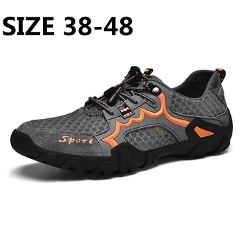 Мужские кроссовки большого размера 38-48, модная летняя мужская повседневная обувь ручной работы, Дышащая мужская обувь, Уличная мужская болотная обувь