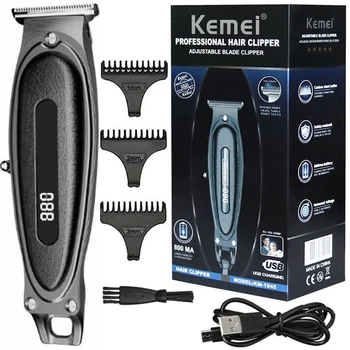 Kemei 1945 LCD Мощный Парикмахерский Триммер для мужчин Электрический Триммер для бороды Перезаряжаемая Машинка для стрижки волос