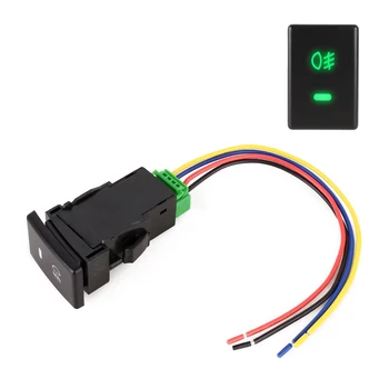 Кнопочный выключатель противотуманных фар автомобиля TS-16 с кабелем для пикапа Isuzu mu-X 2012 Зеленый Переключатель включения-выключения света