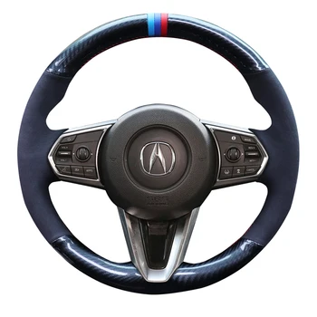 Для Acura RDX CDX MDX TLX-L ZDX TL Сшитая Вручную износостойкая Крышка Ручки Рулевого колеса из замши из углеродного волокна