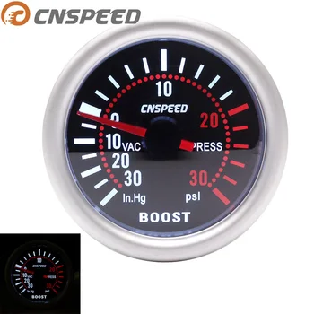 CNSPEED Car Auto Turbo Boost Gauge -30in.Hg ~ 0 ~ 30PSI 2 