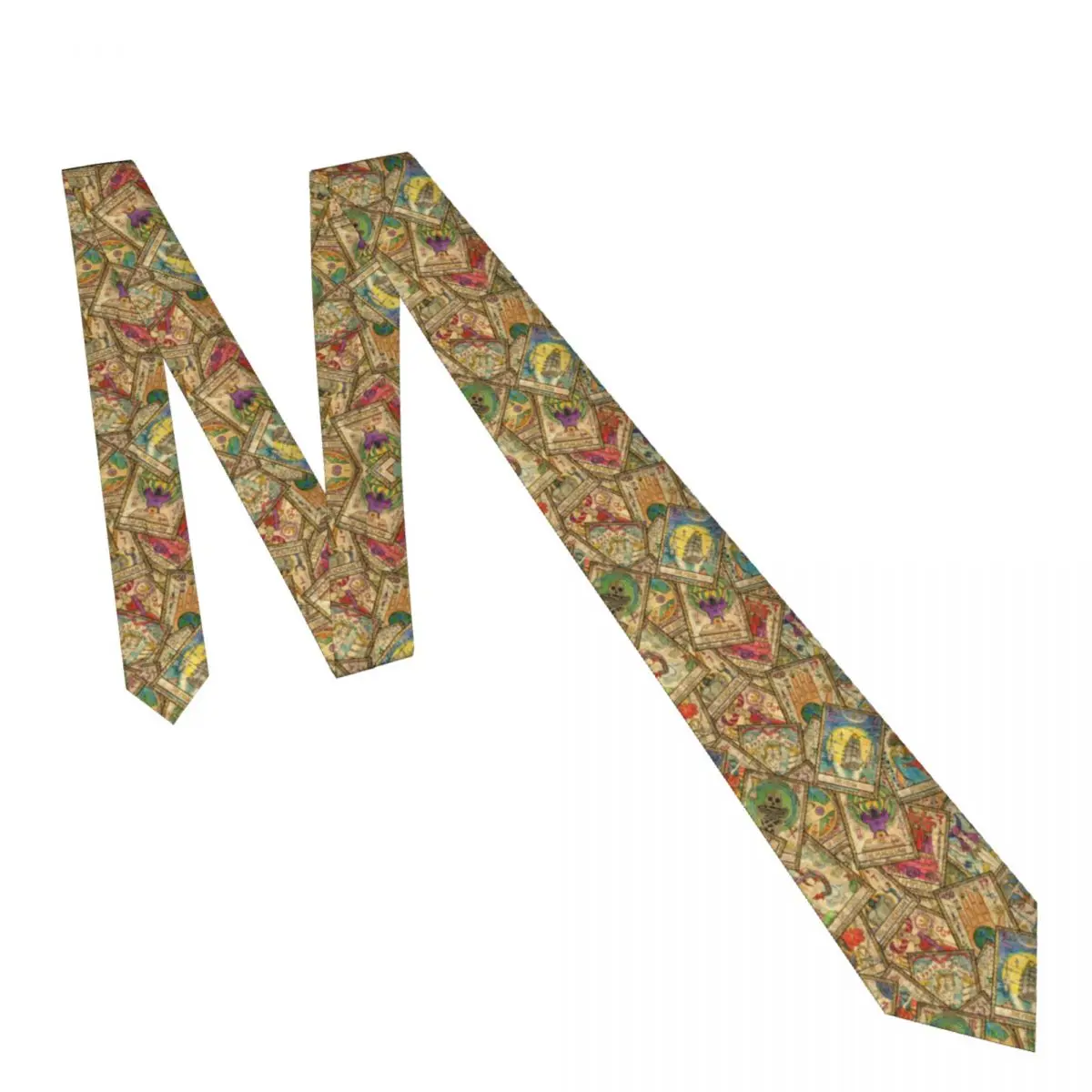 Галстук для мужчин, официальные узкие галстуки, классические мужские старинные красочные карты Таро В хаотичном расположении, свадебный галстук, джентльменский узкий