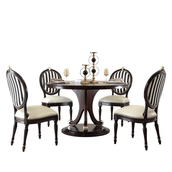 Французский светлый роскошный обеденный стол из массива дерева, неоклассический обеденный стул, сочетание домашнего европейского стиля