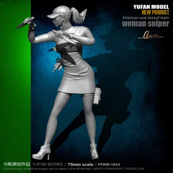 Модель Yufan 1/24 Soldier Model 75 мм Двойной нож Cheongsam Beauty Assassin Resin Soldier В разобранном виде Yfww-1843