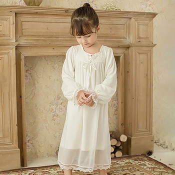 Детское Платье в стиле Лолиты для девочек, Вуалевые пижамы Принцессы. Ночные рубашки с бантом из ленты. Винтажная Сетчатая Ночная рубашка для малышей, одежда для сна