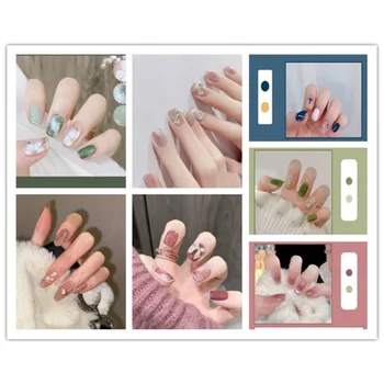 Более 40 видов поддельных наклеек для ногтей Отправить Набор для ногтей Отправить Готовый кусочек для ногтей Съемный кошачий глаз Бабочка Камелия