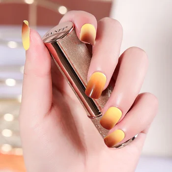 Накладные ногти DUNFULI градиентного желтого цвета С короткой круглой головкой, приятный стиль, нажимается на кончики ногтей, Пригодные для носки Готовые заплатки для ногтей с полным покрытием.