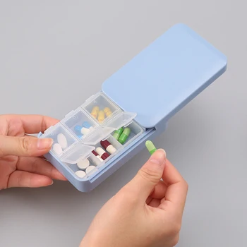 Коробка для таблеток, мини-футляр для таблеток, двухтактный, 6 Сеток, Органайзер для таблеток, чехол-дозатор, Дорожный держатель для таблеток, контейнер, коробка для хранения