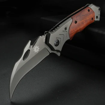 Складной нож с изогнутым лезвием Карманный Компактный Портативный нож Black Field Survival Outdoor Knife Blade Knives