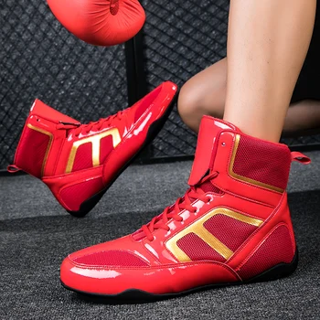 Мужская и женская легкая обувь для борьбы, дышащая сетчатая спортивная обувь для бокса, мужская профессиональная обувь для борьбы, Красная спортивная обувь